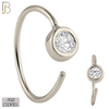 925-CT08 - 925 Sterling Silver 22g Thickness Bezel CZ Hoops Piercing (PACK OF 6) image 0