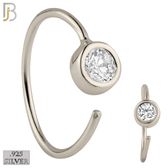 925-CT08 - 925 Sterling Silver 22g Thickness Bezel CZ Hoops Piercing (PACK OF 6) image 0