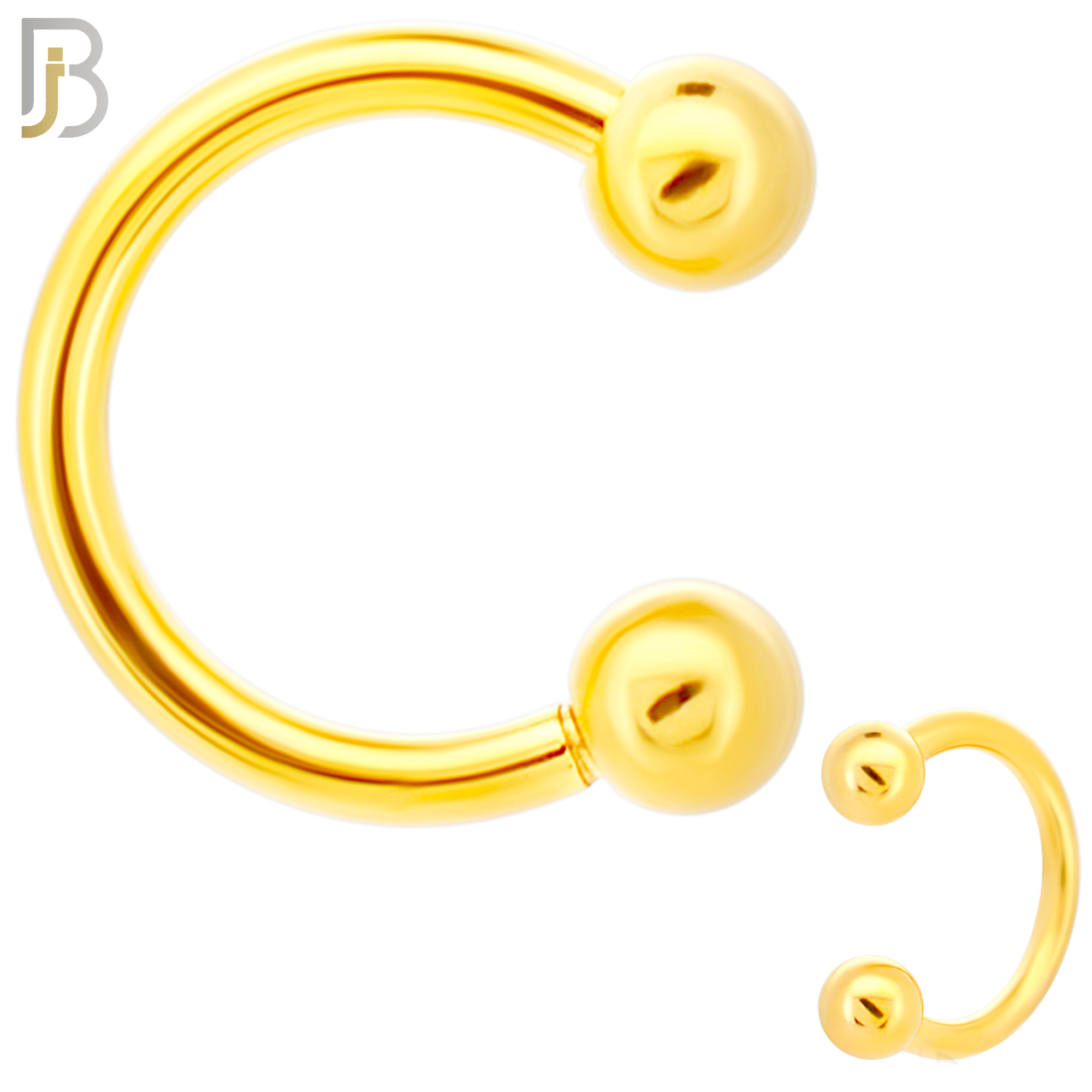 HS01G - 316L Surgical Steel Gold Plated Horseshoe Plain  Screw Ball External Threaded (PACK OF 6) image