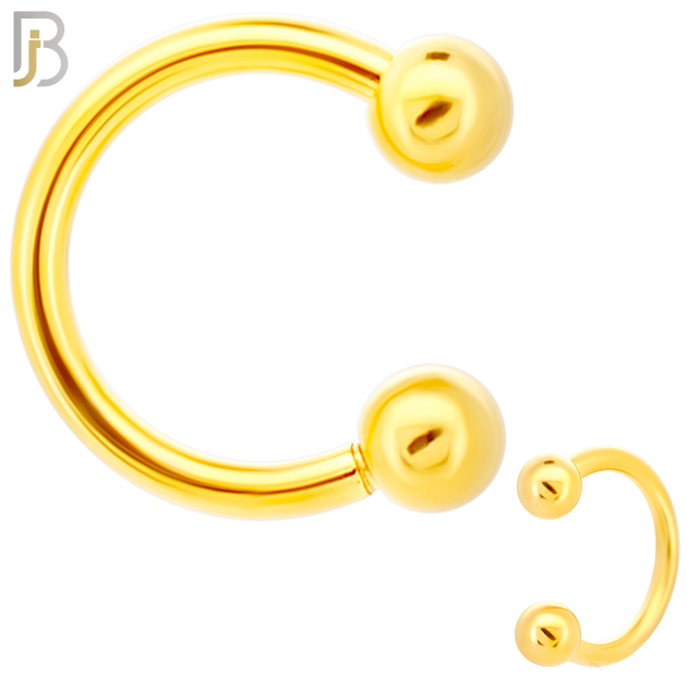 HS01G - 316L Surgical Steel Gold Plated Horseshoe Plain  Screw Ball External Threaded (PACK OF 6) image