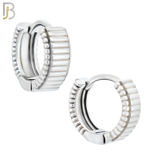 ES122 - Stainless Steel Vintage Tribal Huggies Hoops Earrings image 0