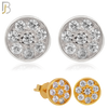 925-ES28 - .925 Sterling Silver 7mm Round Earrings Stud with Zircon image 0