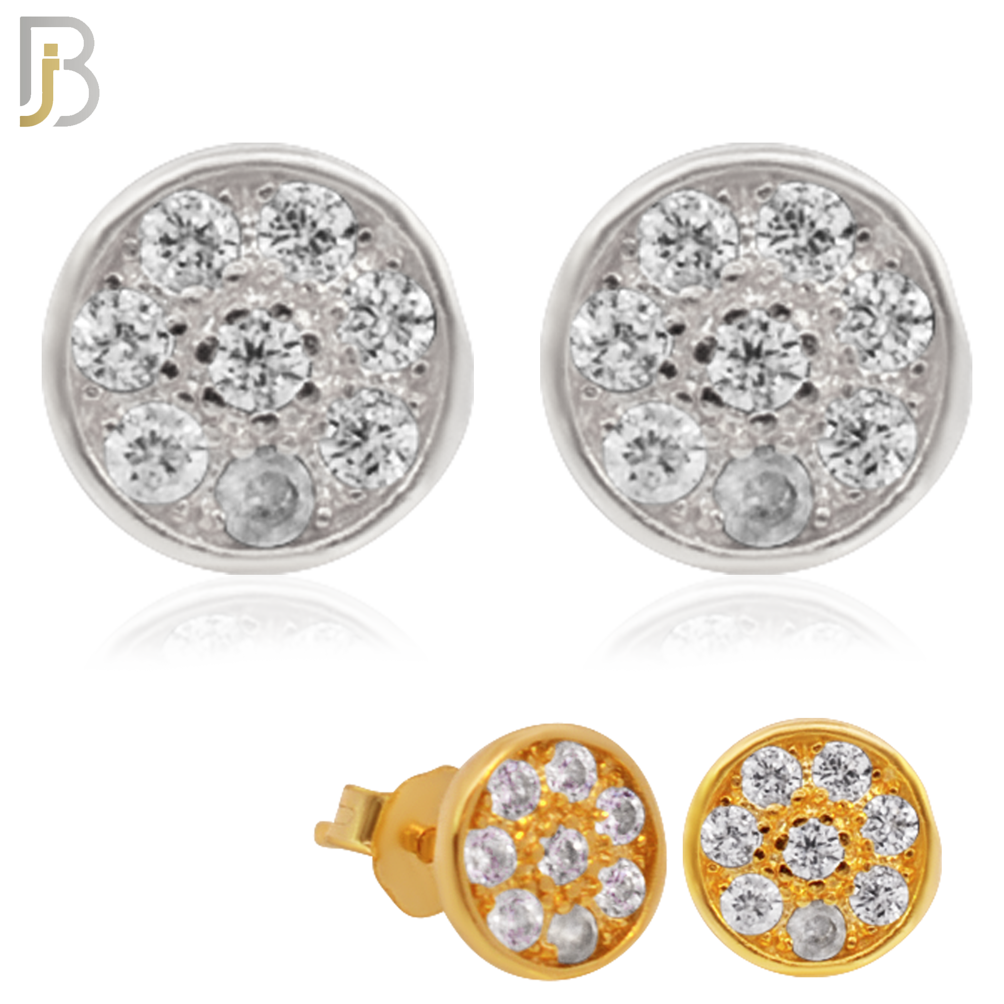 925-ES28 - .925 Sterling Silver 7mm Round Earrings Stud with Zircon image 0
