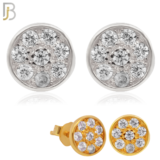 925-ES28 - .925 Sterling Silver 7mm Round Earrings Stud with Zircon image 0
