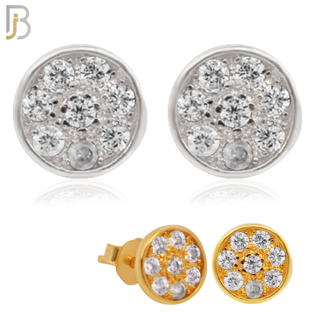 925-ES28 - .925 Sterling Silver 7mm Round Earrings Stud with Zircon image 0