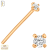 14-NR02D - 14k Solid  Gold Prong Setting  Round SI1 Diamond Nose Stud Bend-it Yourself, Nose Straight image