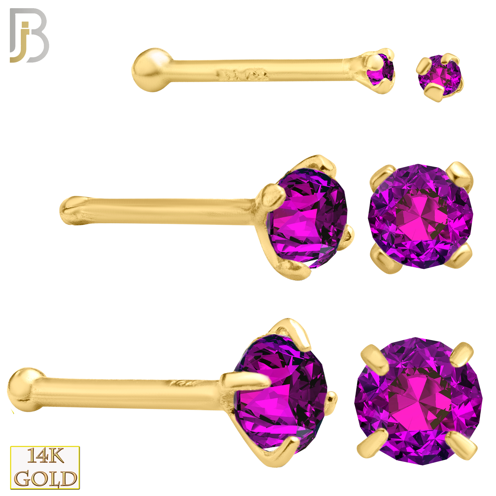 14-NR01YR-20 - 20g-14k Yellow Gold Nose Bone with Ruby in Prong Setting image 0