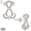 925-ES374 - .925 Sterling Silver CZ Studded Dog Stud Earrings image 1