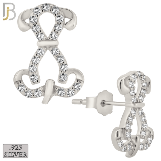 925-ES374 - .925 Sterling Silver CZ Studded Dog Stud Earrings image 1