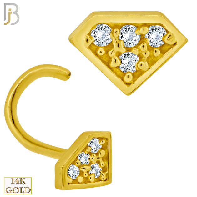 14-NR53C - 14k Solid Gold Corkscrew Diamond Design Clear Zircon image 0