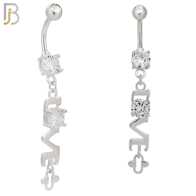 N0138 - 316L Surgical Steel Dangling L-O-V-E letters with CZ Belly Ring image 1