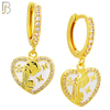 ES495 - 316L Stainless Steel Heart with Praying Angel Dangling Huggies Earrings image 2