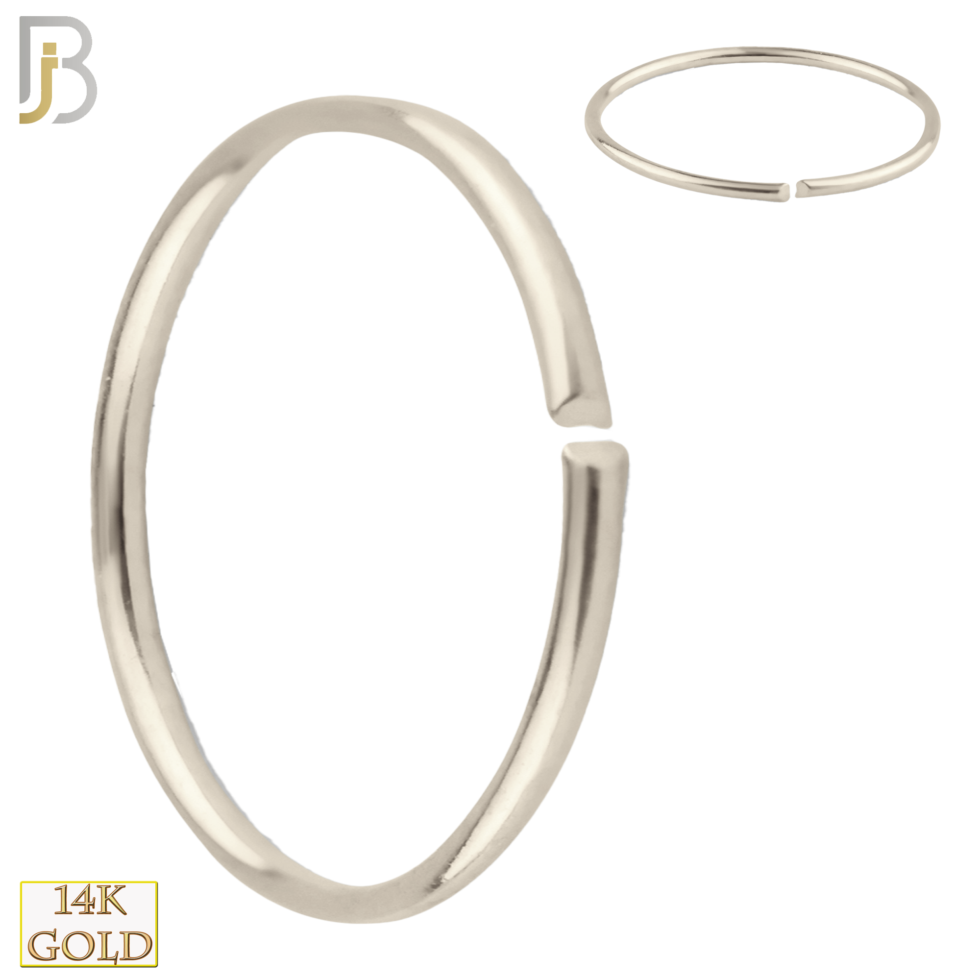 14-CT02 - 14k Solid White Gold Seamless Continuous Ring Hoops Piercing image 0