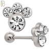 TB71 - 316L Stainless Steel Paw Print with CZ Gems Tragus/Cartilage Barbell (PACK OF 6) image 1