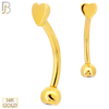 14-EC16 - 14k Yellow Gold Heart Eyebrow Barbell Externally Threaded Screw image