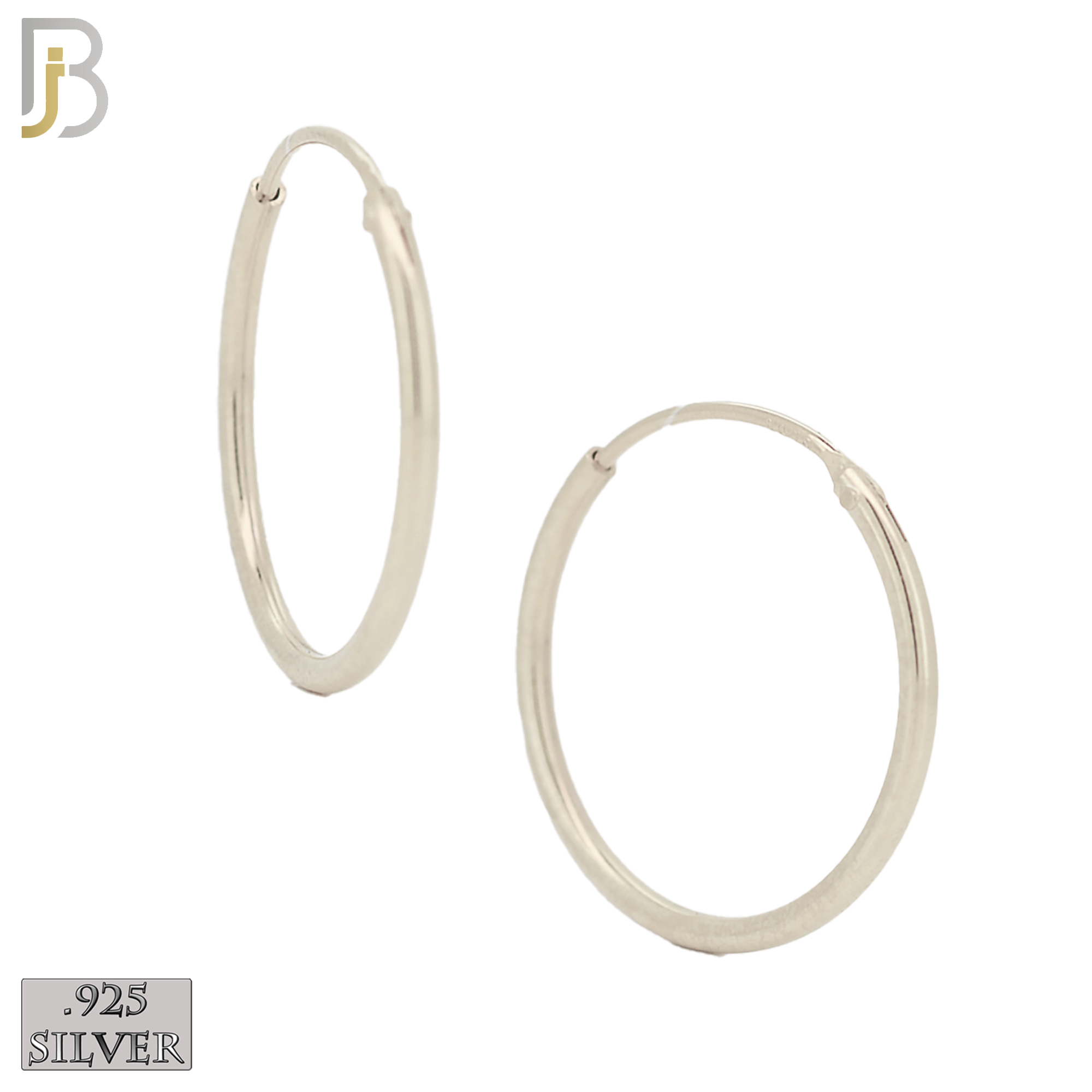 925-ES310S - .925 Sterling Silver Plain Hoop Earrings image 7