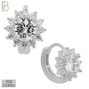 925-ES274 - 925 Sterling Silver Round Prong Multi Zircon Design Huggies Hoops Earrings Stud image 1