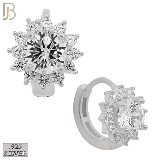 925-ES274 - 925 Sterling Silver Round Prong Multi Zircon Design Huggies Hoops Earrings Stud image 1