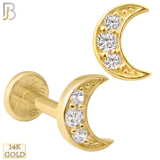 14-LB22 - 14k Yellow Gold Crescent Moon with Multi Zircon Labret image 0