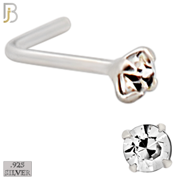 925-PK-NR10S-3C2 - Mixed of 2, 2.5, 3mm Clear CZ 22g Thickness 925 Sterling Silver Nose Studs, L-Shape Prong Set Packages Pack of 120. image 2