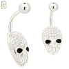 NB98 - 316L Stainless Steel Alien Skull with Multi CZ Banana Belly Ring and 5mm Screw Top image 1