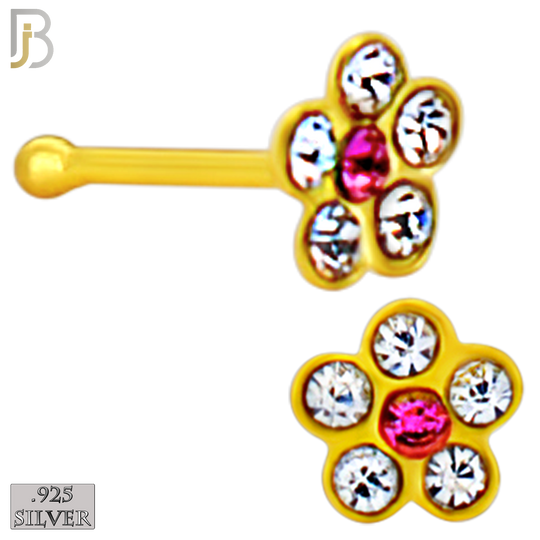 925-PK-NR08BY - 120 pcs, 18k Gold Plated Sterling Silver Nose Bones, 22g Thickness,  Assorted Shapes Tops Packages image 3