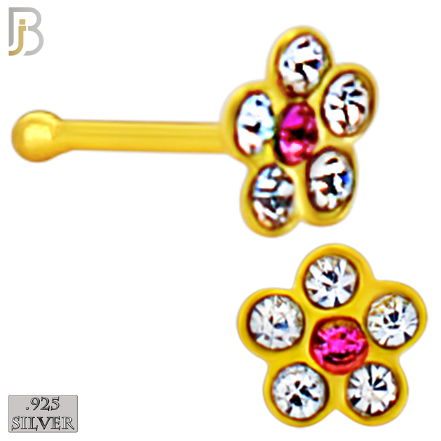 925-PK-NR08BY - 120 pcs, 18k Gold Plated Sterling Silver Nose Bones, 22g Thickness,  Assorted Shapes Tops Packages image 3