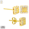 925-ES517 - 925 Sterling Silver Square with CZ Halo Nugget Push Back Earrings - 6mm image