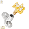 14-G23-DM17 - 14k Titanium Anchor and 14k Gold Top Three CZ in Prong Setting Dermal - Internally Threaded image 1