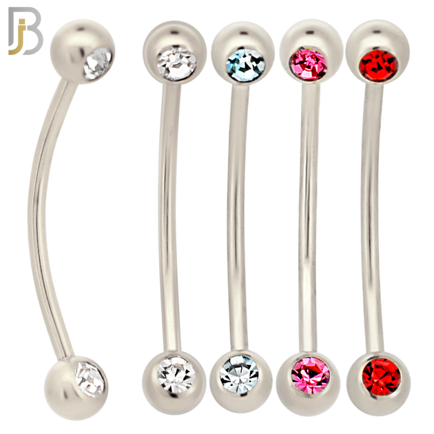 PK-EC11MA16 - 316L Surgical Steel Snake Bar Curved Barbell External Threaded Ball with Assorted Color CZ (Pack of 40) image 1