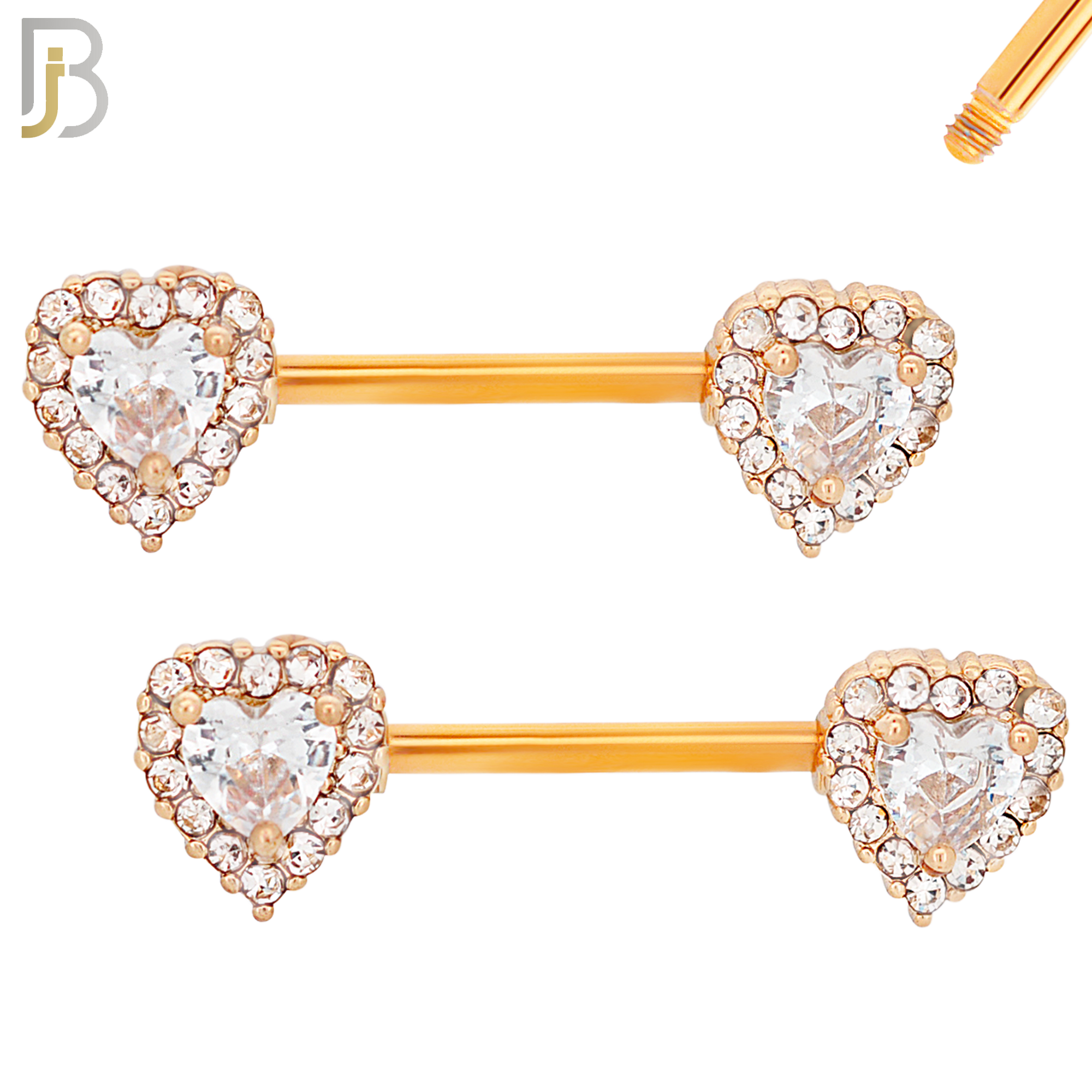 NP14 - 316L Surgical Steel Screw Heart with Multi Zircon Nipple Ring Piercing image