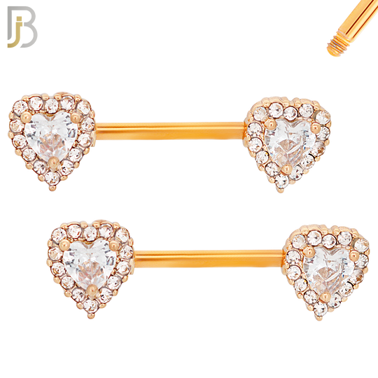 NP14 - 316L Surgical Steel Screw Heart with Multi Zircon Nipple Ring Piercing image