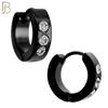 ES117 - 316L Stainless Steel Plain Huggies with Three Zircon Clip On image 2