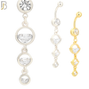 N036 - 316L Stainless Steel Dangling Triple Round  Zircon Design Belly Ring with 4mm Screw Ball image 0