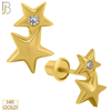 14-ES17 - 14k Solid Gold Screw Back Earrings 5x8mm Double Star Design image