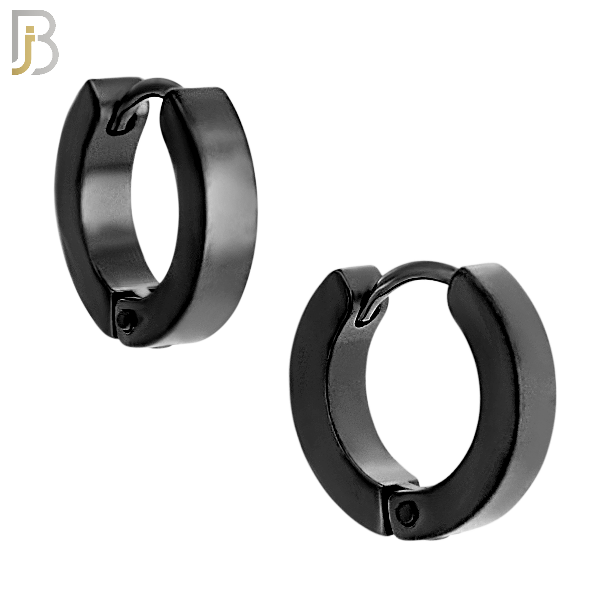 ES85K - 316L Stainless Steel Black Plated Plain Design Huggies Clip On image 3