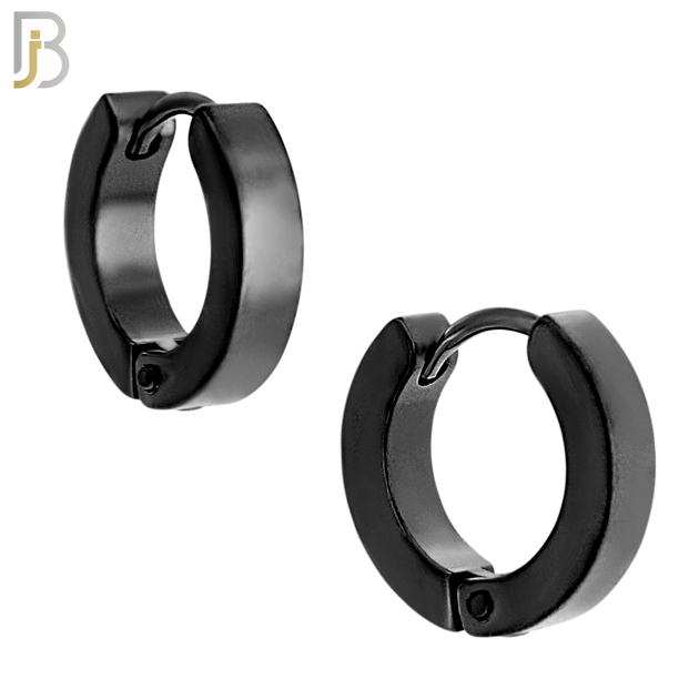 ES85K - 316L Stainless Steel Black Plated Plain Design Huggies Clip On image 3