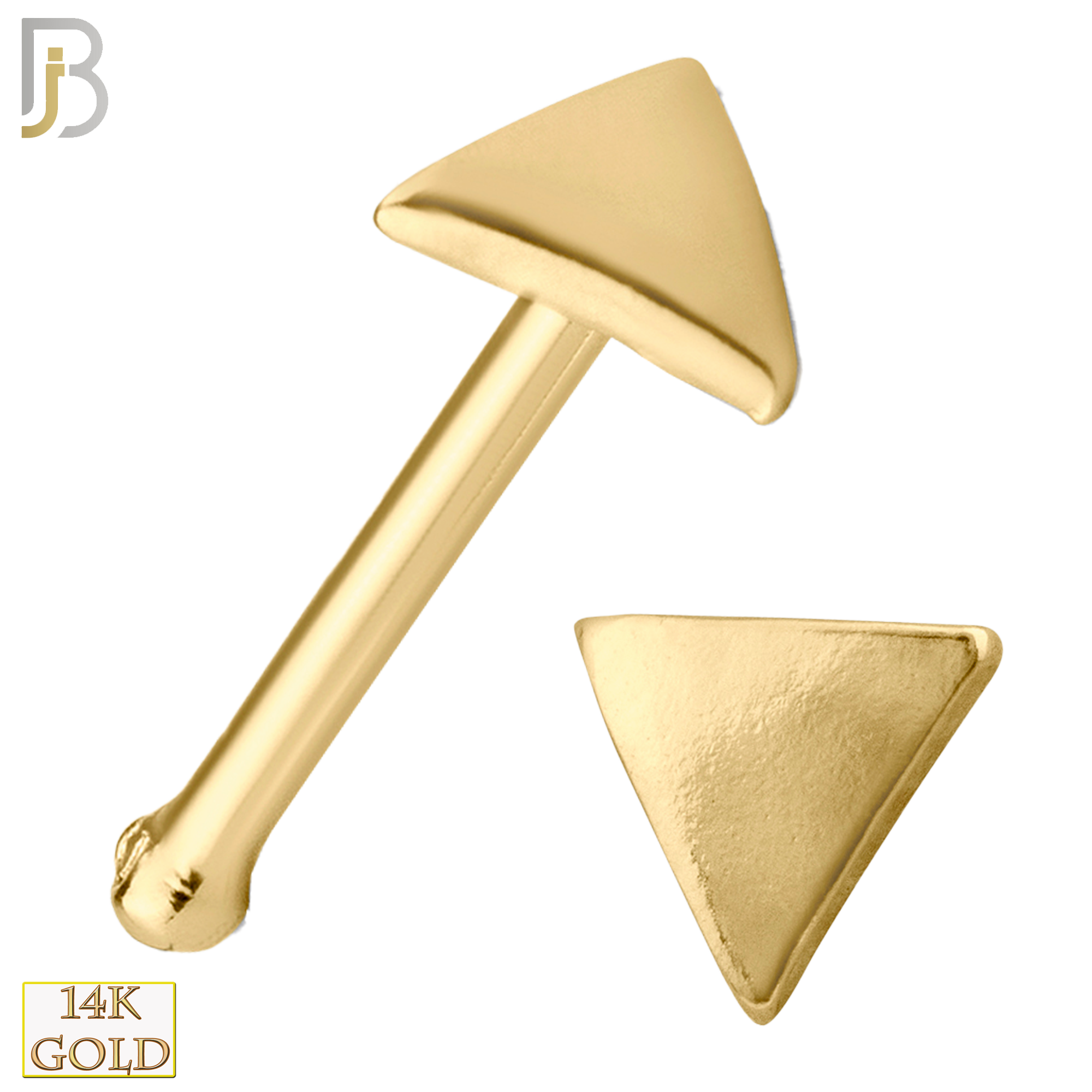 14-NR25BY - 14k Solid Gold Nose Bone Plain Triangle Design image 0
