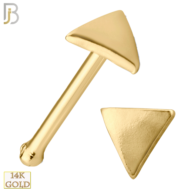 14-NR25BY - 14k Solid Gold Nose Bone Plain Triangle Design image 0