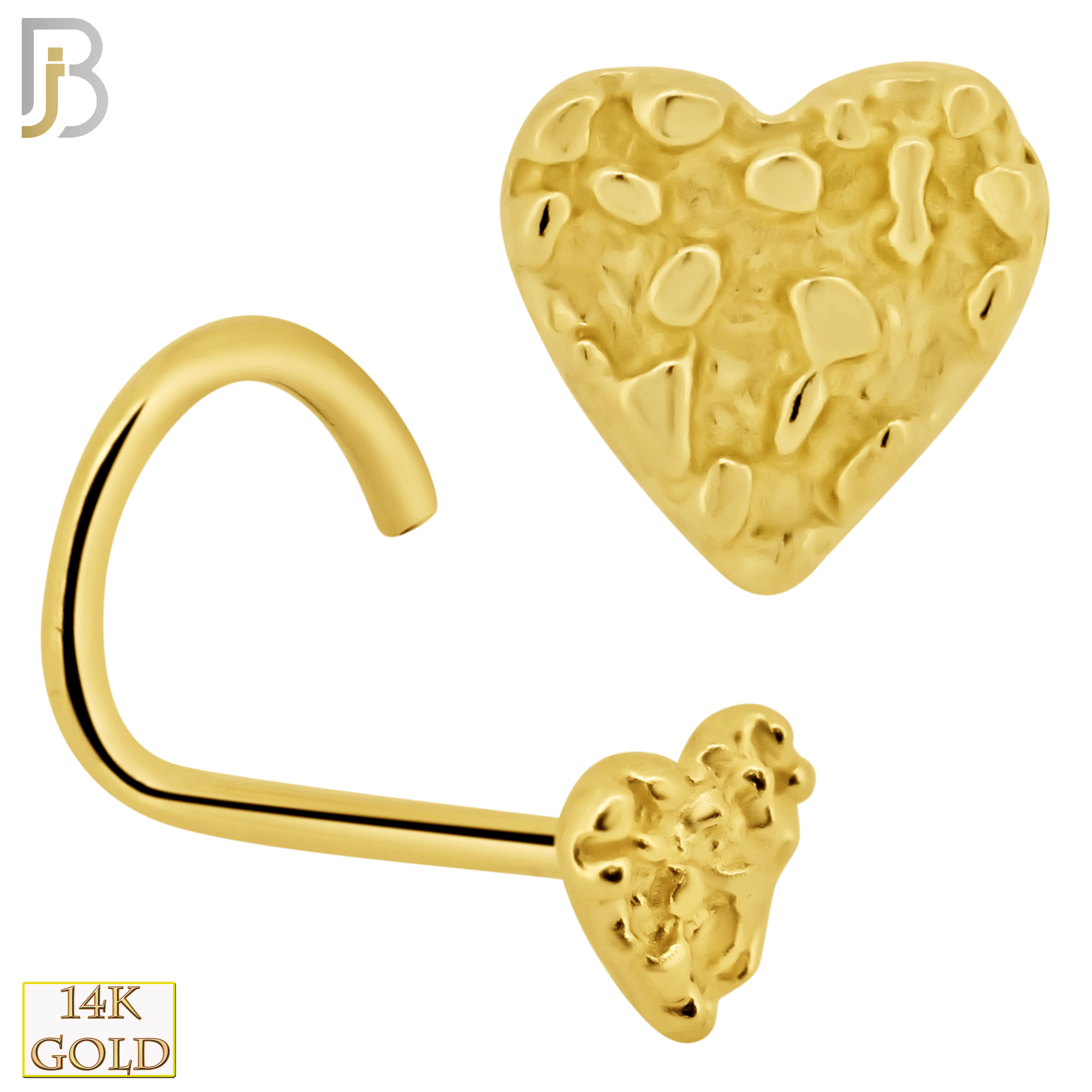 14-NR22C - 14k Solid Gold Corkscrew Heart  Nuggets Design image 0