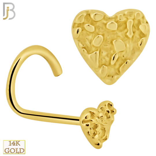 14-NR22C - 14k Solid Gold Corkscrew Heart  Nuggets Design image 0