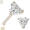 14-NR46B - 14k Solid Gold Heart Shape CZ in Prong Setting Nose Bone image 1
