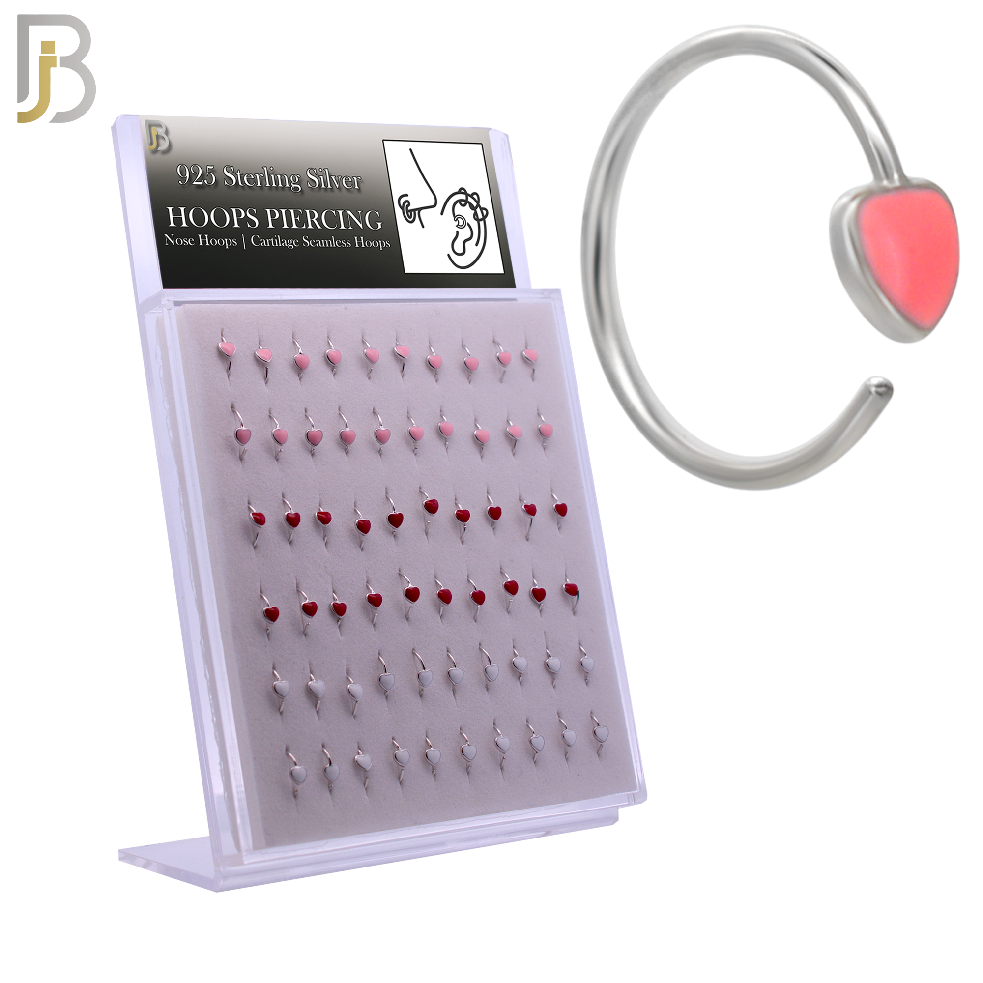 925-PK-CT133S - 925 Silver Hoops Heart Enamel - Pack of 60pcs image 0