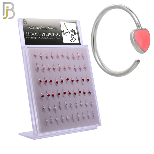 925-PK-CT133S - 925 Silver Hoops Heart Enamel - Pack of 60pcs image 0