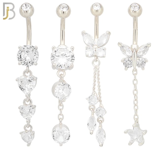 PK-N001 - 316L Surgical Steel Different Designs Dangle Belly Rings - Pack of 16 image 1