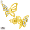 925-ES143 - .925 Sterling Silver Hollow Butterfly Design with Zircon Design Earring Stud image 2