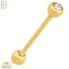 14-BB02Y - 14k Yellow Gold Double Gem Barbell External Threaded image