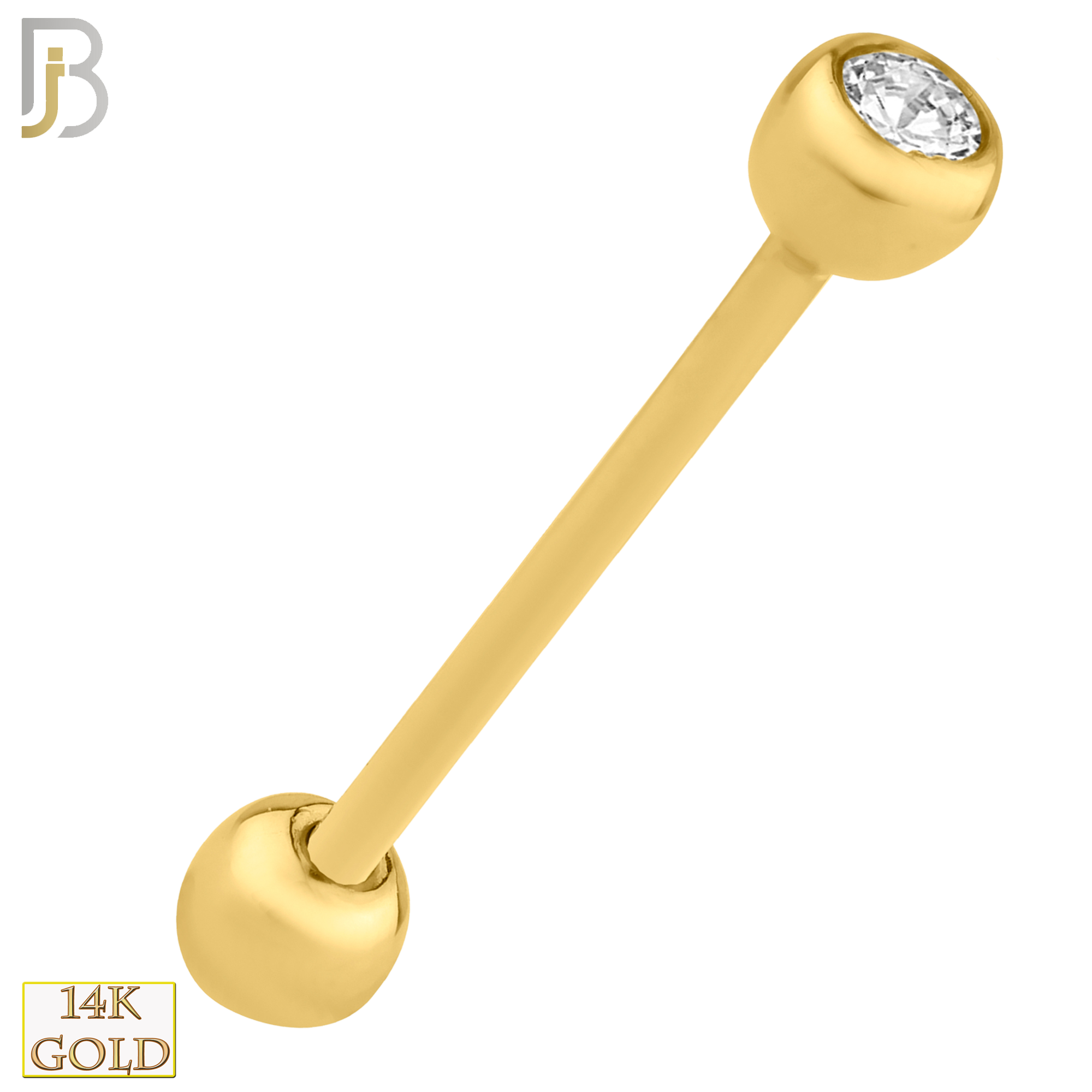 14-BB02Y - 14k Yellow Gold Double Gem Barbell External Threaded image