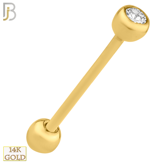 14-BB02Y - 14k Yellow Gold Double Gem Barbell External Threaded image