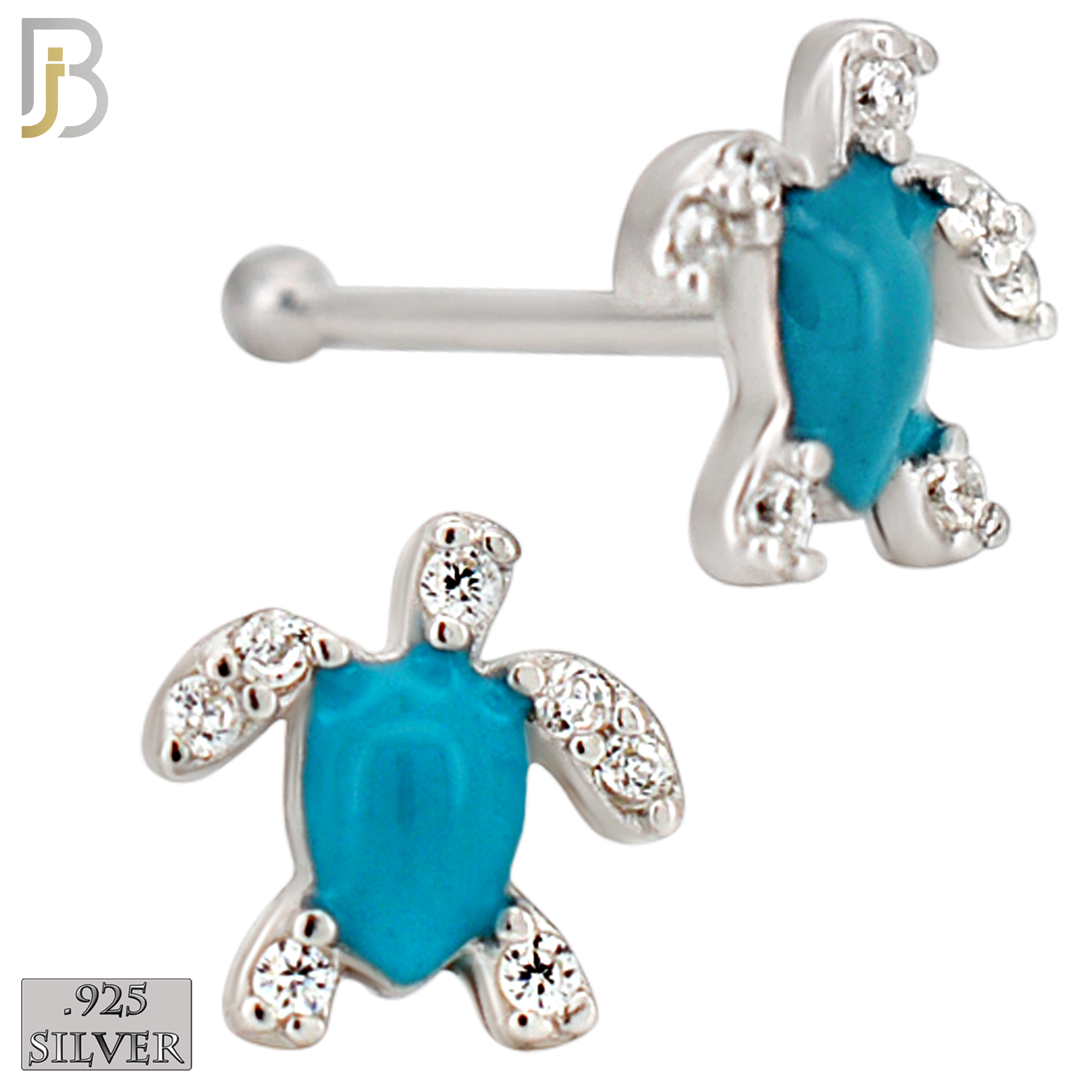 925-NR122B - 925 Silver Nose Bone Turtle Shape with Enamel  - Pack of 6 image 3